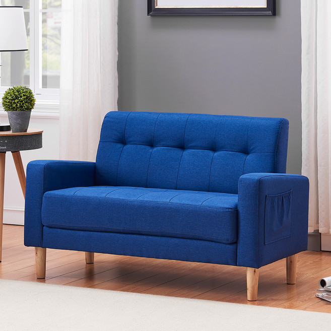 비앙 패브릭 퀄팅 2인용 좌식겸용 쇼파, 블루