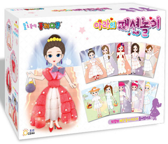 플레이콘 아라의 패션놀이 카드 10종 + 매뉴얼 12종 + 안전칼 + 스펀지 + 플레이콘 300p 세트, 혼합색상, 1세트