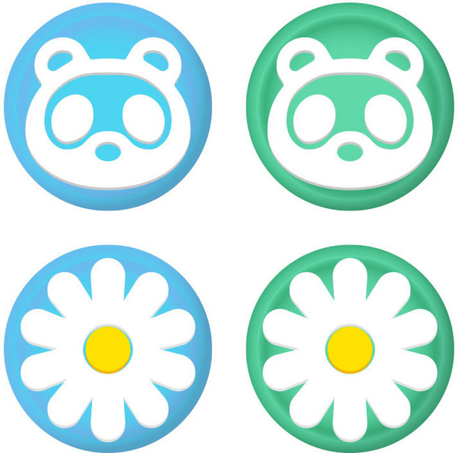 호후 닌텐도 스위치 조이스틱 커버 4p, 동숲 너구리&꽃, 1세트