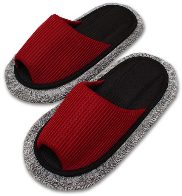 엘키 매쉬 벨크로 타입 청소실내화 와인, 1개, 레드