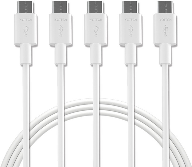 요이치 마이크로 5핀 고속충전케이블, 화이트, 5개, 1.5m