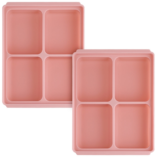 에디슨 국산 실리콘 멀티 큐브 이유식냉동용기 4구 2p, 핑크, 2개
