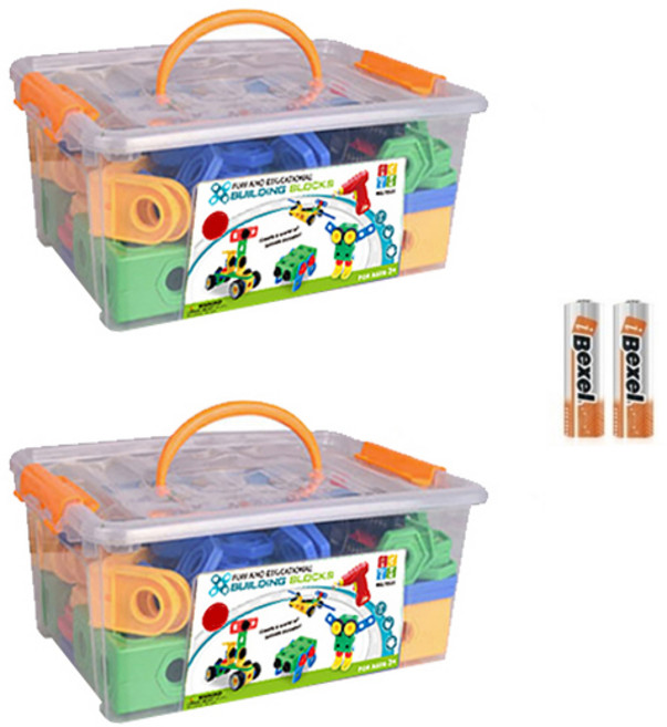 프리스쿨 빌딩 블럭 87p + 101p + 건전지 2p, 혼합색상, 1개