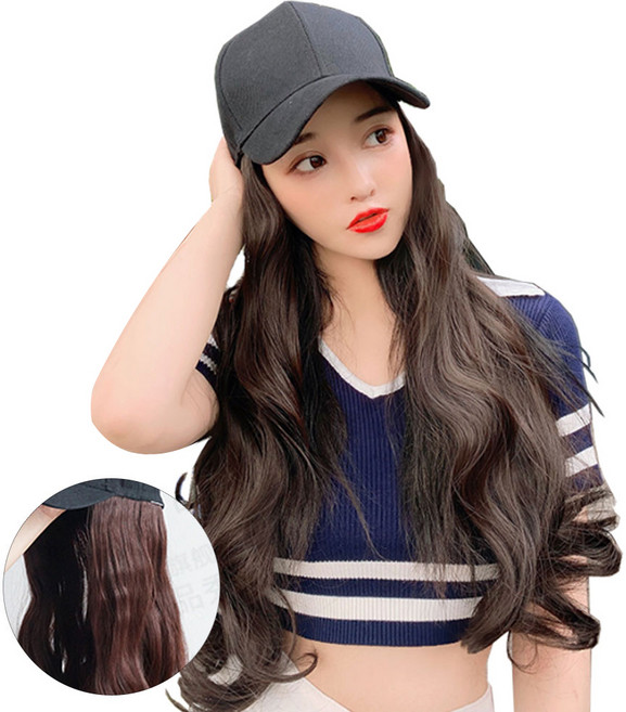 VV GABAL 女性長波浪帽假髮, 粉筆棕, 1個