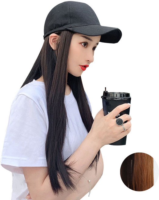 뿌이뿌이가발 여성 롱 생머리 모자가발, 옐로우밀크, 1개