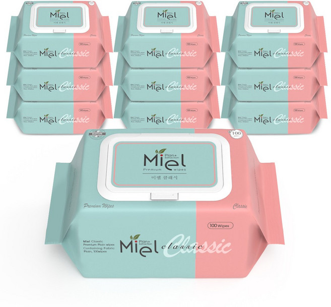 미엘 클래식 물티슈 캡형, 50g, 100개입, 10개
