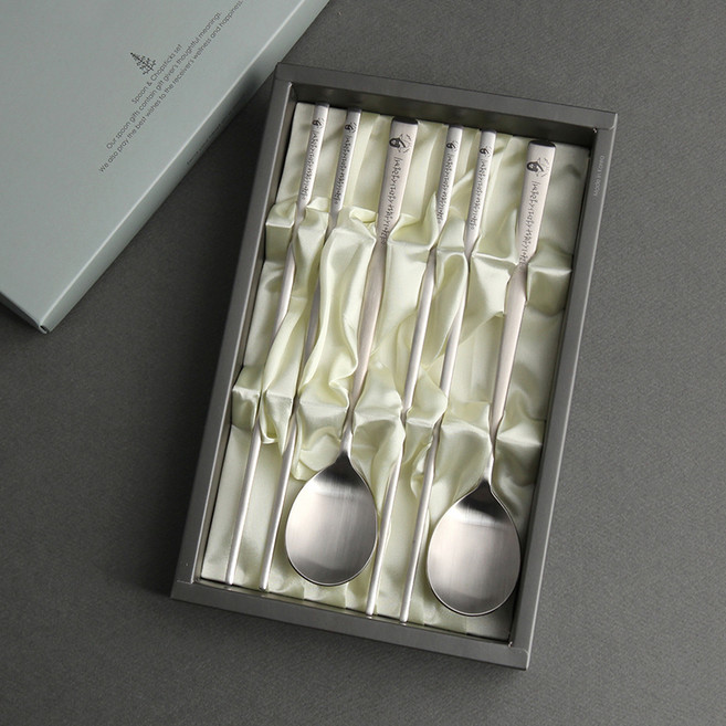 인스푼 2인 말씀 수저세트 + 종이케이스, 성부와성자와성령께, 숟가락 2p + 젓가락 2p, 1세트