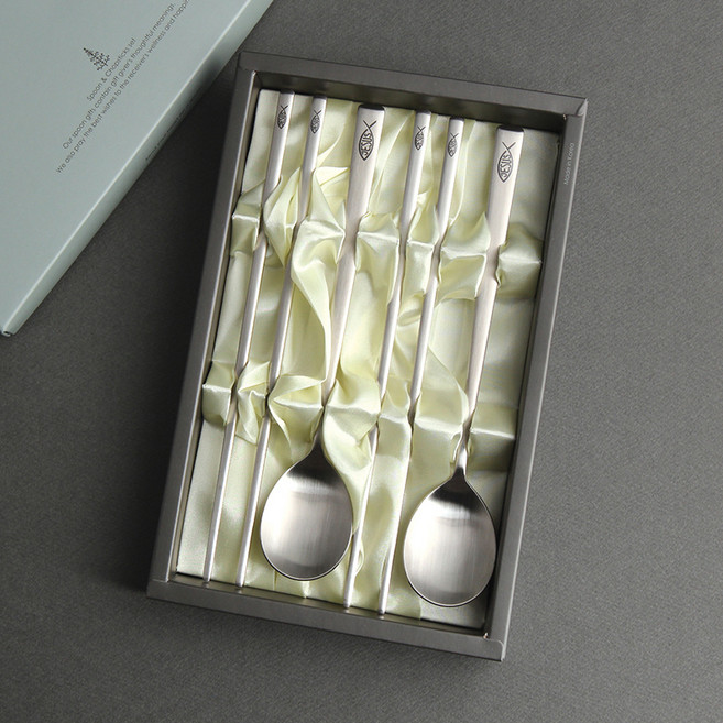 인스푼 2인 말씀 수저세트 + 종이케이스, 익투스, 숟가락 2p + 젓가락 2p, 1세트