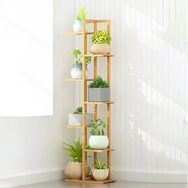 가팡 원목 베란다 화분 어항 거치대 선반 우드 싱글형, 7단