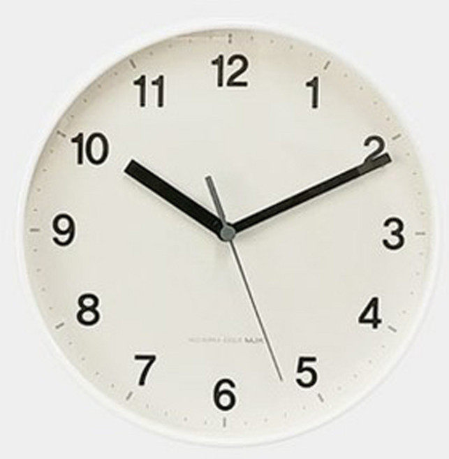 MJK 미니라운드 벽시계 + AA 건전지 세트, 베이지