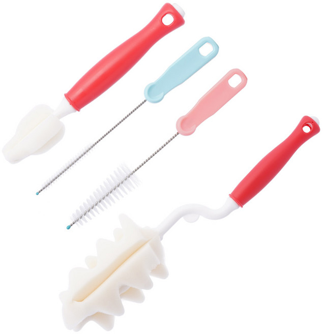 닥터브라운 옵션스 플러스 젖병브러쉬 앤 클리닝 브러쉬 세트, 1세트, 레드