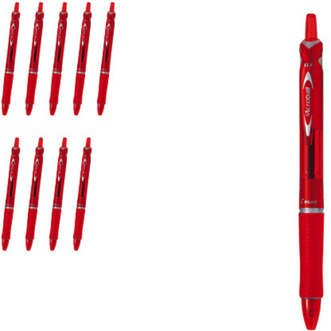 PILOT 百樂 Acroball 百樂150油性原子筆 0.7mm BAB-15F, 紅色 + 紅色筆芯, 10個