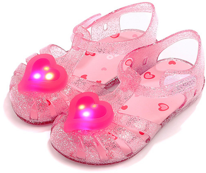 오즈키즈 여아용 루비하트LED 젤리슈즈