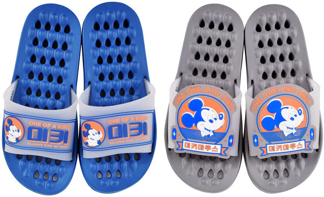 릴팡 미키 레트로 EVA 소프트 성인 욕실화 빈티지 그레이 + 빈티지 네이비 세트, 그레이+네이비, 1개