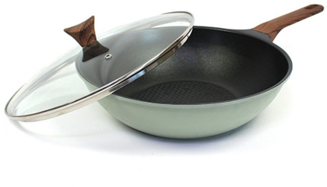 키친아트 IH모던 그린 궁중팬 + 유리뚜껑 2종 세트, 28cm, 1세트