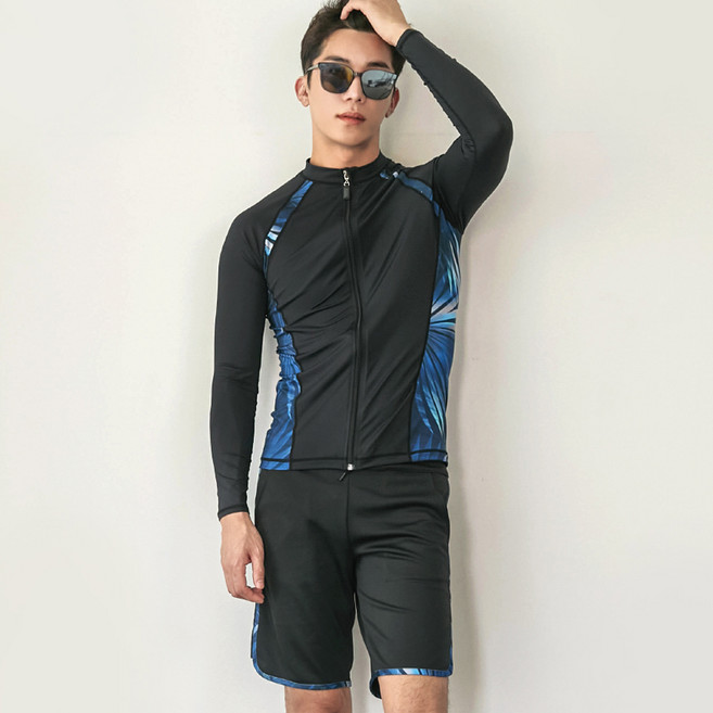 에이치머스 남성용 아크랍 집업 래쉬가드 상의, 블랙