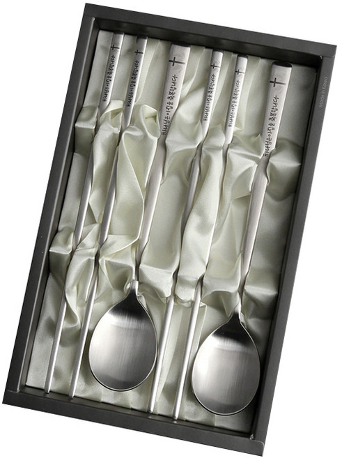 인스푼 2인 말씀 수저세트 + 종이케이스, 하나님은이집을축복합니다, 숟가락 2p + 젓가락 2p, 1세트