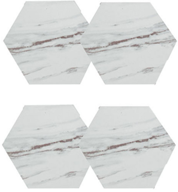 블럭마트 대리석무늬 컵받침대 육각형 4p, 랜덤 발송