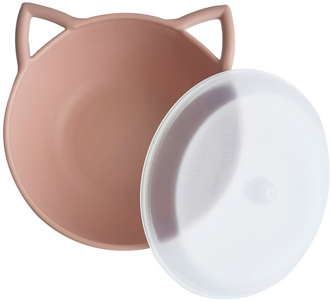 NIneware 動物麥片碗 蓋子組 貓咪, 粉紅色, 1套