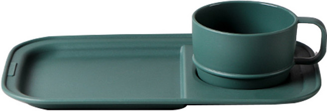 나인웨어 올디너리 모닝 접시세트, 1세트, 트레이 + 스프컵, 빈티지 그린