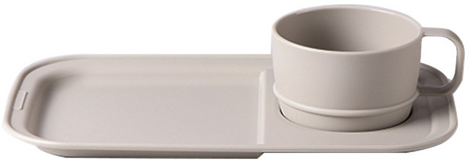 나인웨어 올디너리 모닝 접시세트, 1세트, 트레이 + 스프컵, 빈티지 아이보리