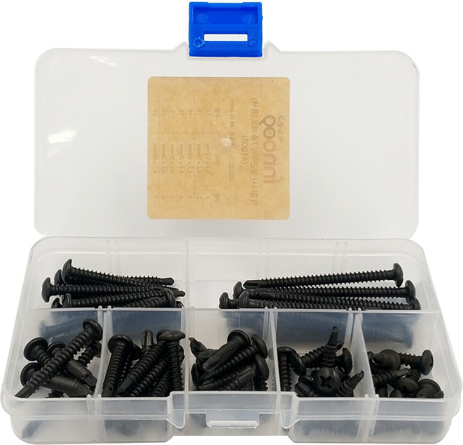 이노공구 직결나사 둥근머리 7종 세트 흑색 1008, 1세트