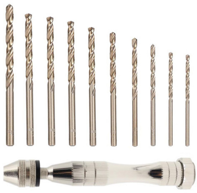 OON 핀바이스 + 드릴날 10개 세트, 본품(추가배터리없음), 1세트