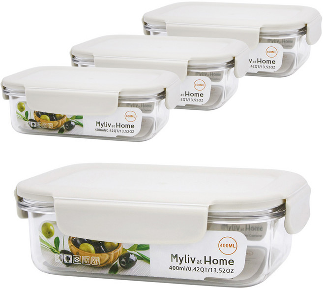 마이리브앳홈 BPA free 밀폐용기, 4개, 400ml