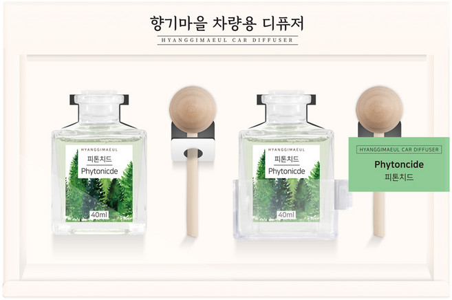 향기마을 차량용 디퓨저 40ml, 피톤치드, 2개