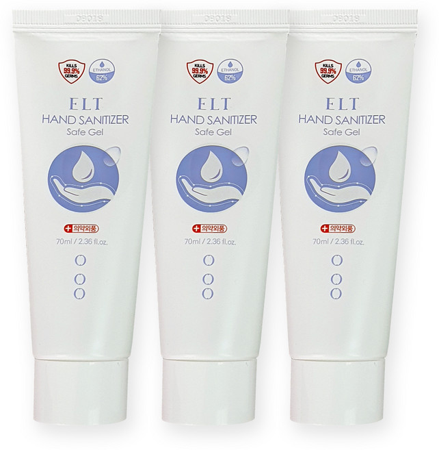 이엘티 겔타입 손소독제, 70ml, 3개