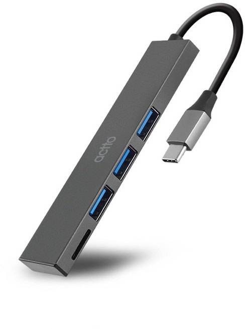 엑토 타입C 카드리더기 3포트 USB 3.0 허브 CRH-14, 그레이, iid고객Pick@ll