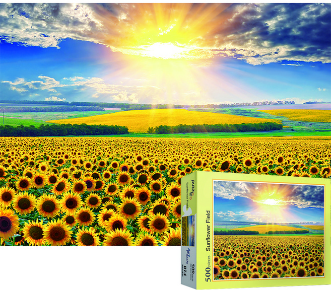 퍼즐라이프 해바라기 들판의 환상적인 일출 직소퍼즐 PL874, 500피스, 혼합색상, 1개
