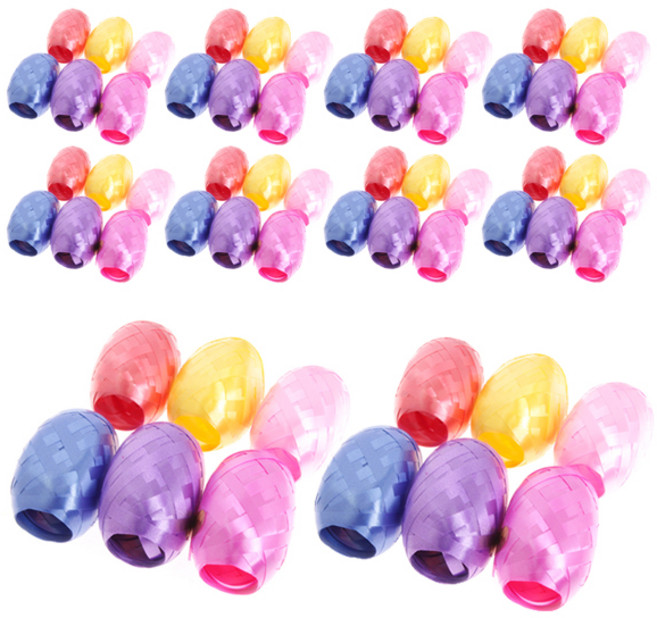 리빙다 컬링리본(에그)혼합6개입 10세트, 혼합색상, 10m