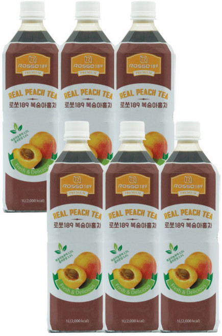 로쏘189 복숭아홍차베이스, 1L, 6개
