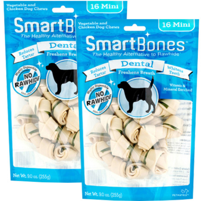 스마트본 미니 강아지 간식 16p, 덴탈, 255g, 2개