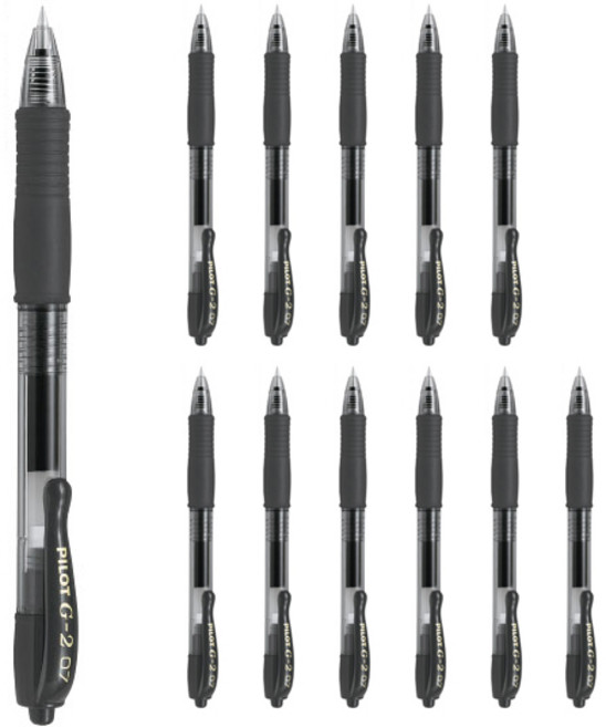 PILOT 百樂 G2 按壓式原子筆 0.7mm BL-G2-7, 黑色, 12個