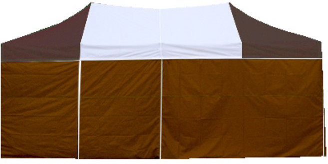 홍캐노피 스틸 민자 벽면 캐노피 접이식 행사용 천막 32mm x 2m x 2m, 백색 + 브라운, 1개