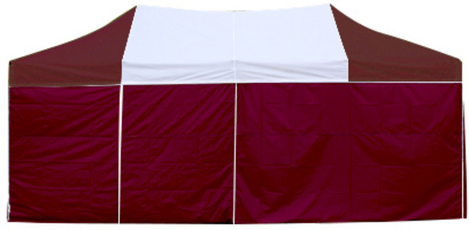 홍캐노피 스틸 접이식 행사용 캐노피천막 민자벽면 32mm x 2m x 3m, 백색(중앙) + 와인, 1개