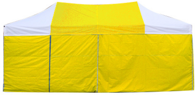 홍캐노피 스틸 접이식 행사용 캐노피천막 민자벽면 32mm x 2m x 3m, 노랑(중앙) + 백색, 1개
