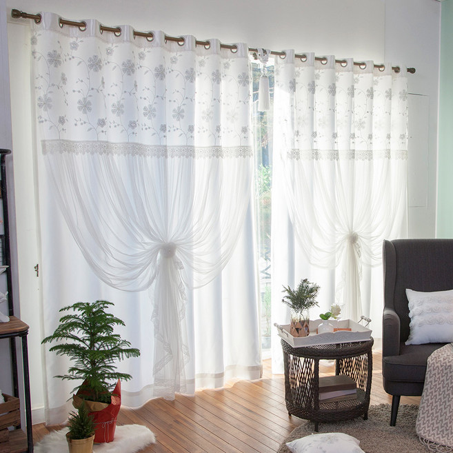 지나송 애슐리 웨딩스타일 암막 이중 커튼 2p 세트