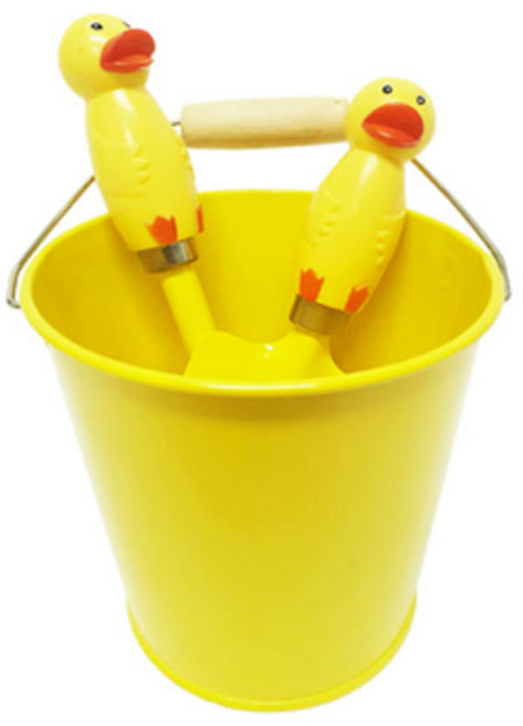 해피툴즈 캐릭터 버켓 + 모종삽 + 레이크 모래놀이, 오리, 1개