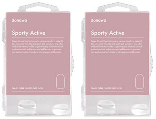 Donawa Nail Tips 人造指甲 Sporty Active CW-01 100p 套組, 清除, 2套