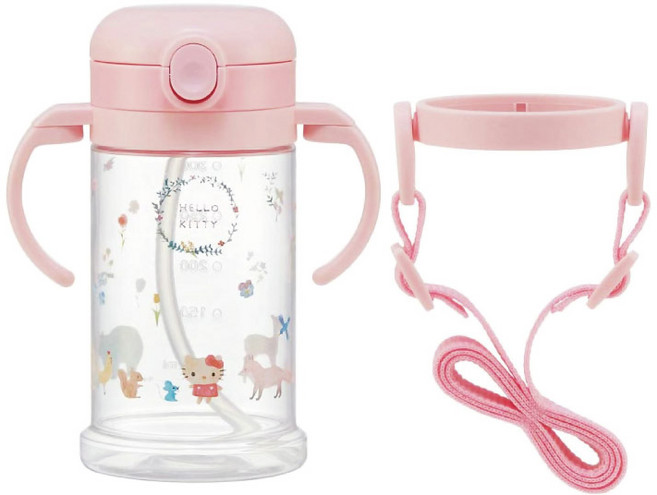 스케이터 양손 원터치 빨대물통, 헬로키티, 1개, 370ml