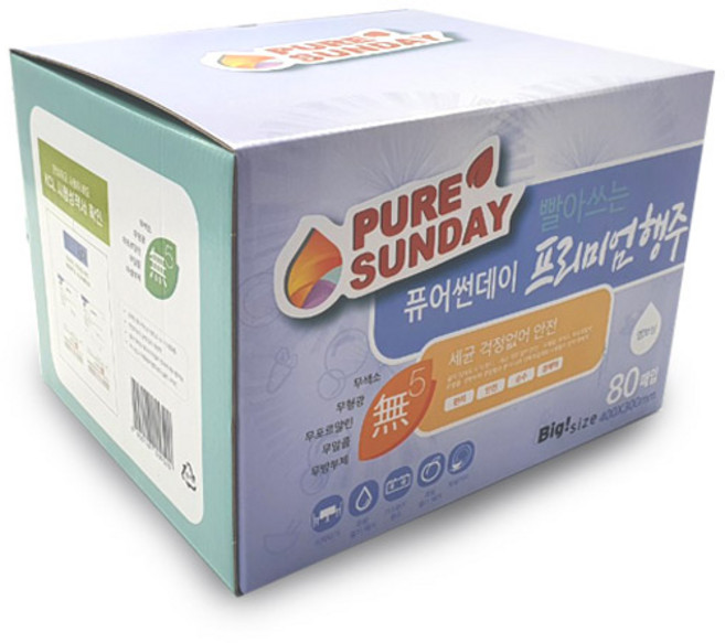 퓨어썬데이 빨아쓰는 프리미엄 행주, 80개입, 1개
