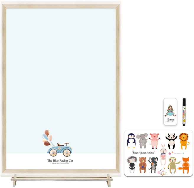 꼬메모이 유아 자석 칠판 꼬모보드 블랑 스피드레이싱카 + 아쥬떼 동물퍼즐 + 꼬모랙 세트, 혼합색상, 1개
