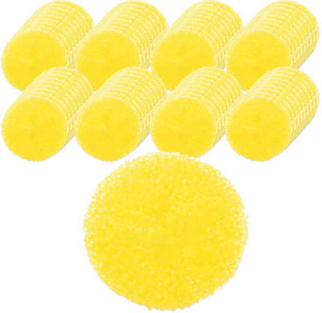 뽀마 원형 세면대 머리카락 필터, 96개, 옐로우