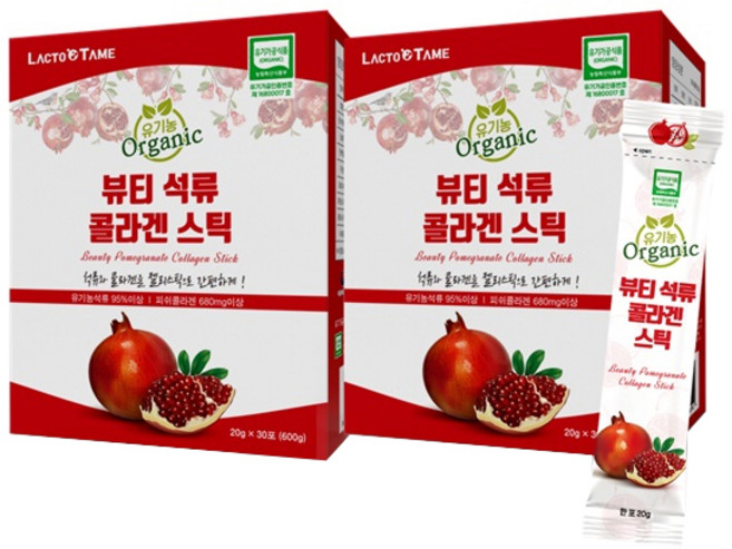 락토테미 뷰티 석류 콜라겐 스틱, 600g, 2개