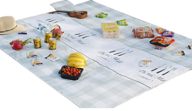 스포츠플로우 간편하게 들고 다니기 좋은 격자 패턴 피크닉매트, 블루