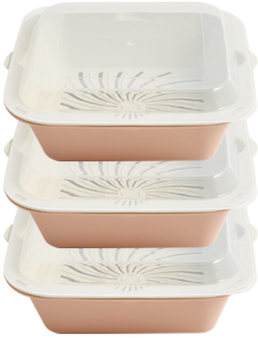 이지앤프리 큐브 콜랜더 채반 보관 샐러드 용기 1.5L x 3p, 오트밀, 1세트