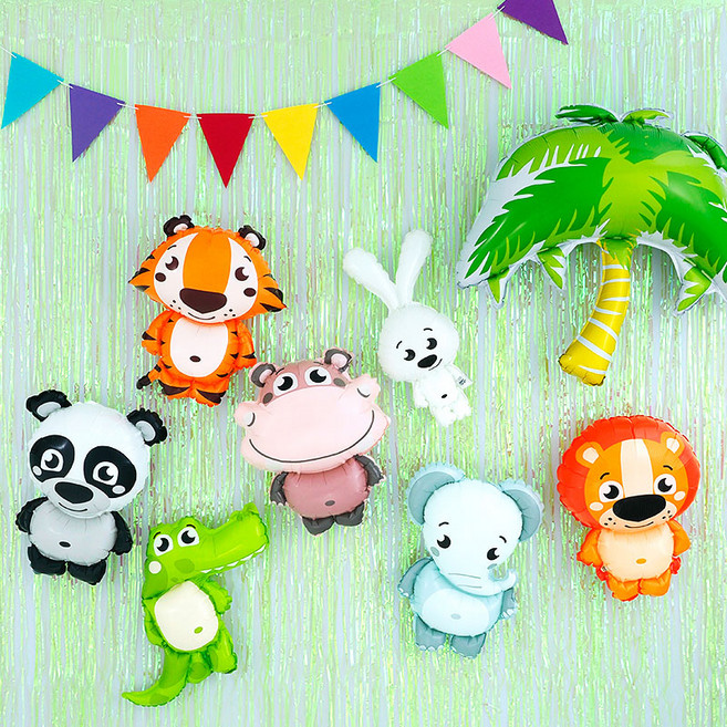 홀로그램 그린 커튼 애니멀 프렌즈 홈파티 장식 세트, 혼합색상, 1세트